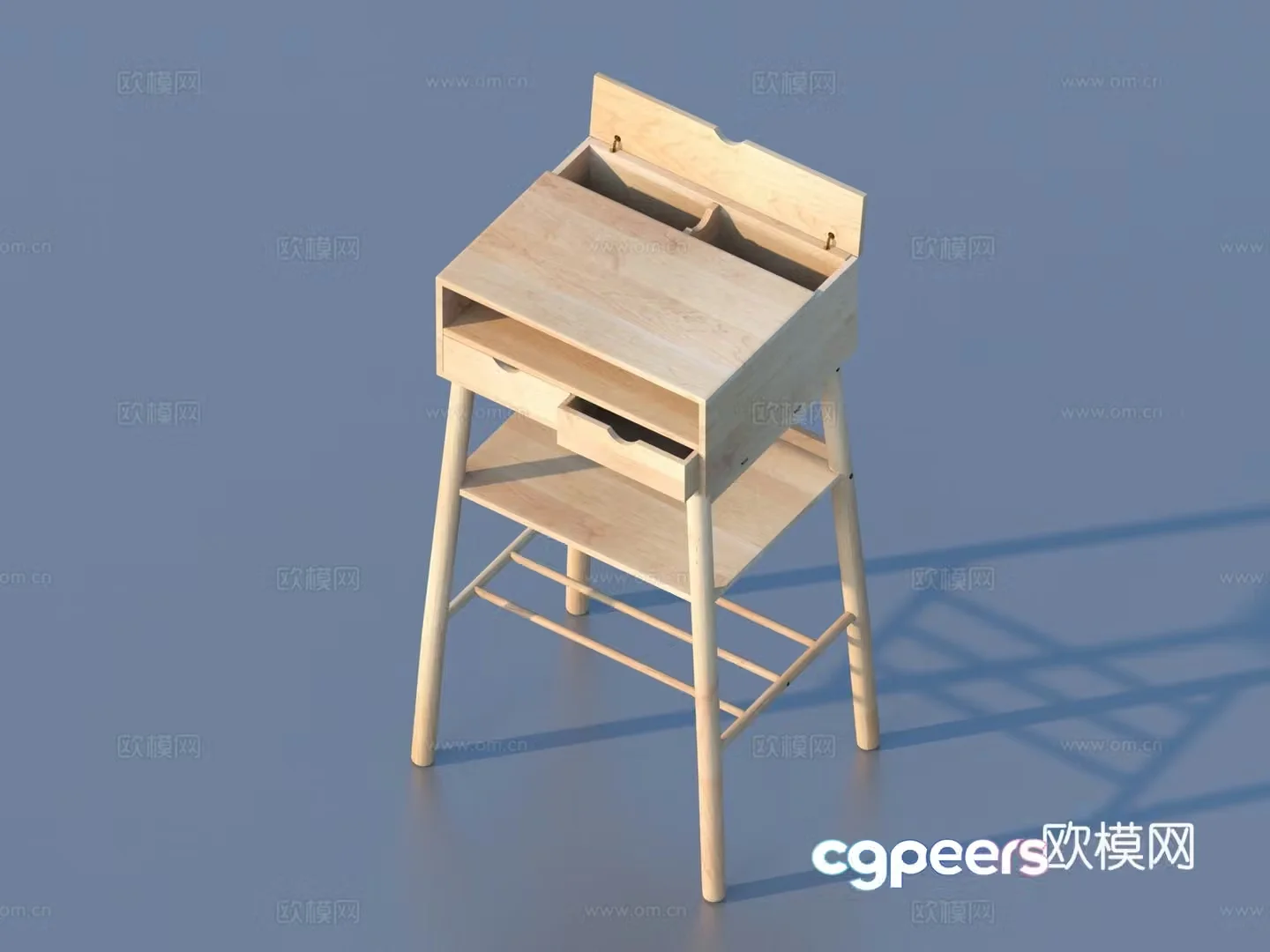 Desk Solid Wood Home Desk 3D Model