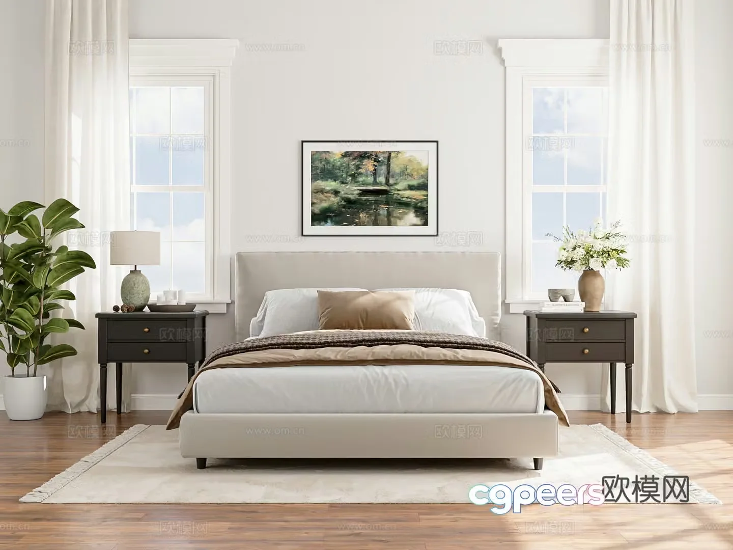 Middle-aged home bedroom 3d model