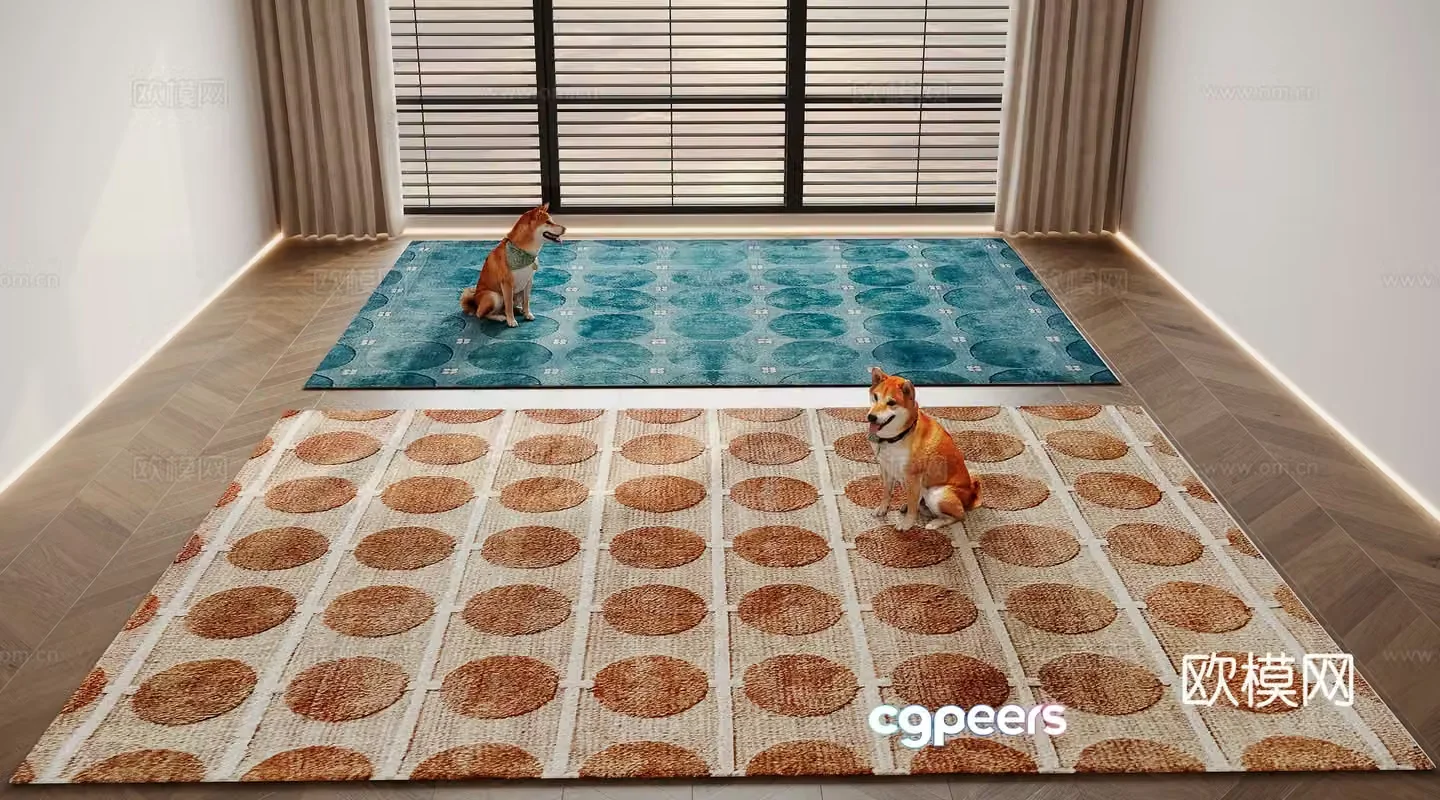 Modern carpet square rug 3d model