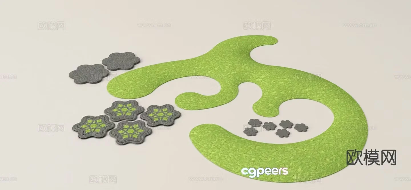 Modern micro terrain green space sketch 3d model