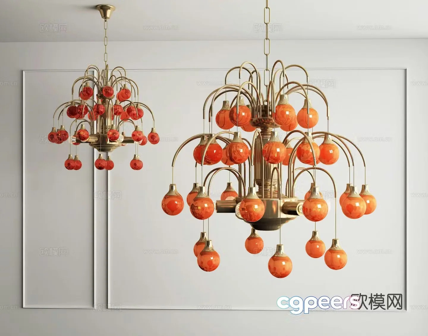 Medieval creative chandelier cherry glass chandelier 3d model