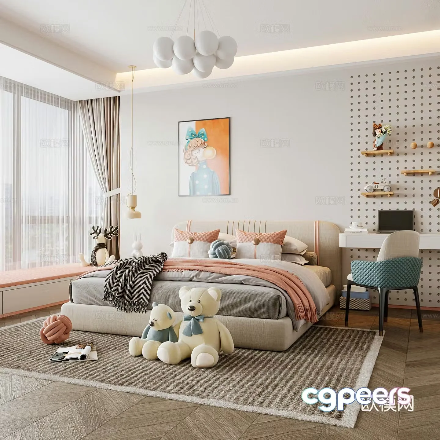 Modern children’s room boy’s room girl’s room 3d model