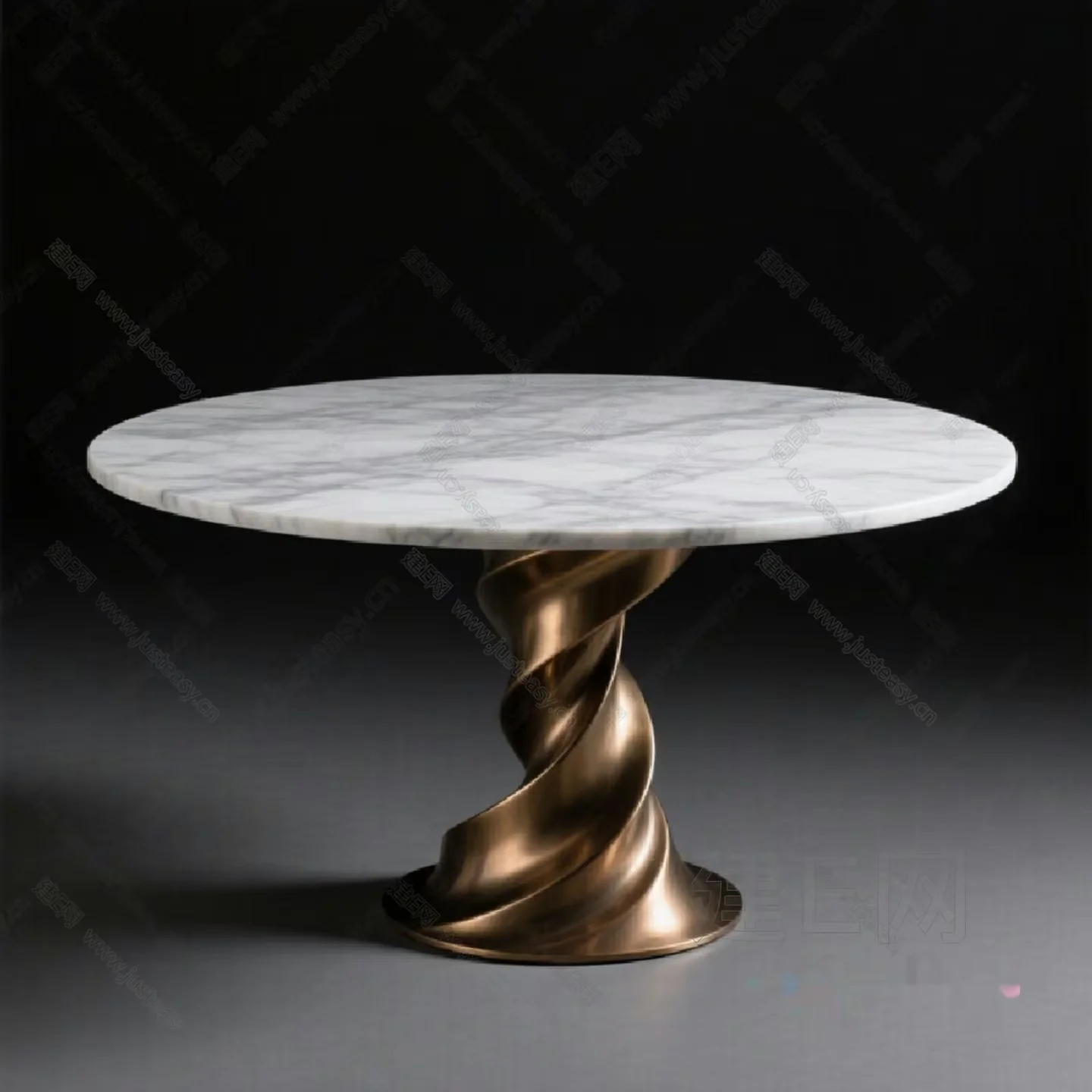 A Round Table With A Marble Top And A Twisted Metal Base 3D Model – 6098 – VRAY Render