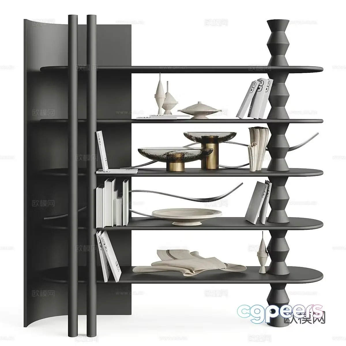 Modern shelf bookshelf 3d model