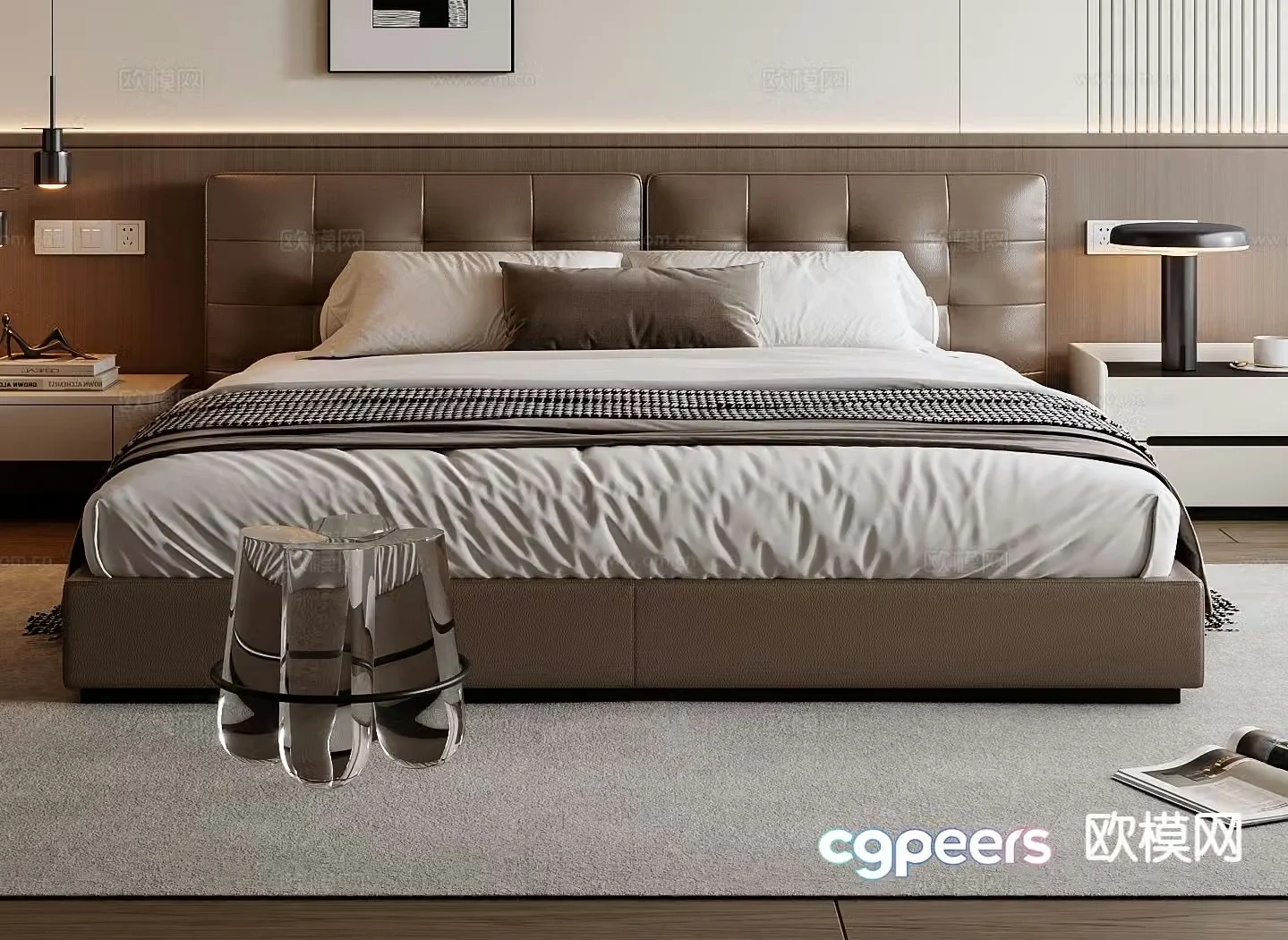 Italian double bed 3d model
