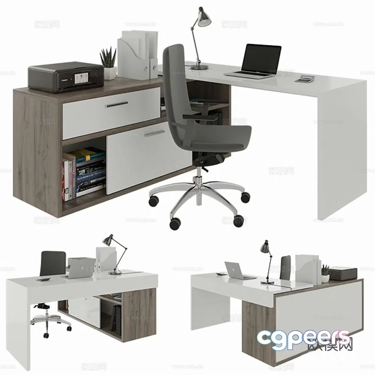 Modern office desk 3d model