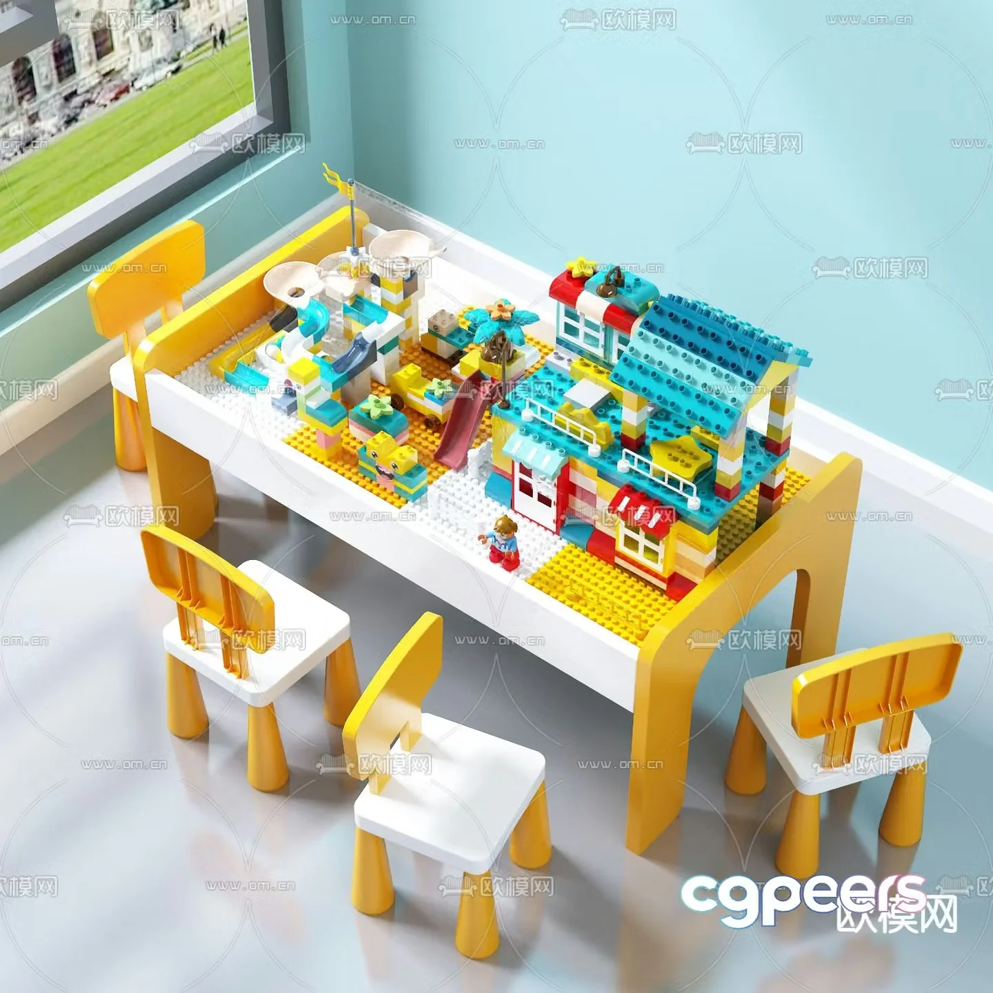 Children’s table building block table 3d model