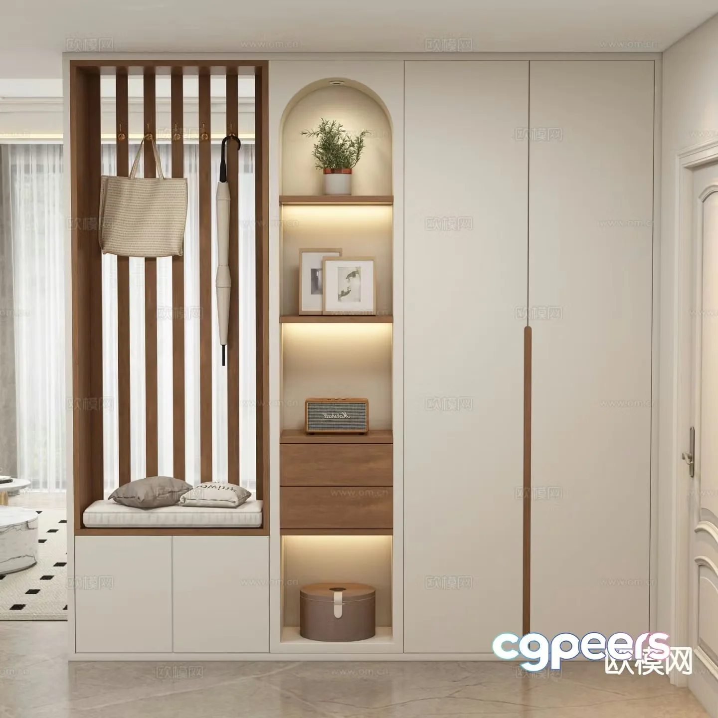 Modern entrance shoe cabinet 3d model