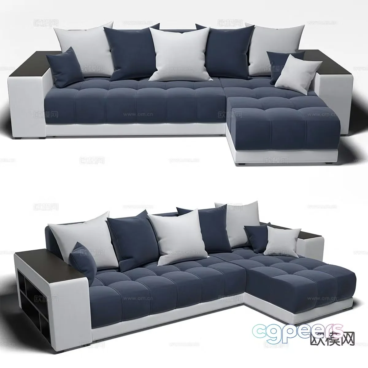 Modern fabric sofa corner sofa multi-person sofa 3d model