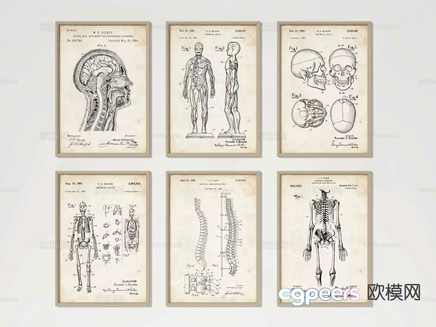 Human body table medical hanging painting decorative painting 3d model