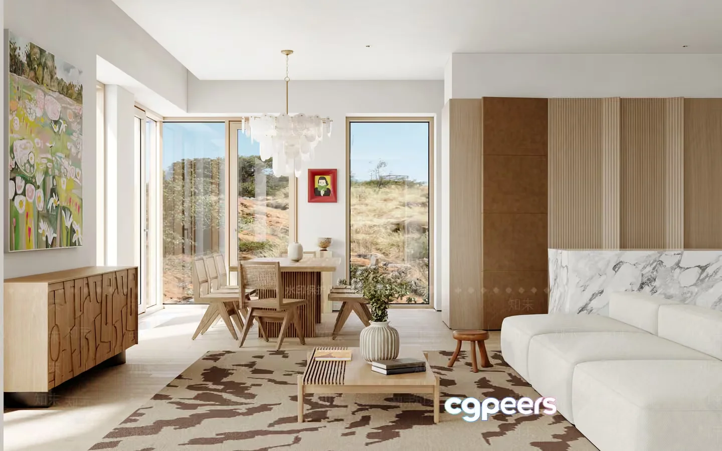 Modern Living Room 3D Model – 16617 – VRAY Render