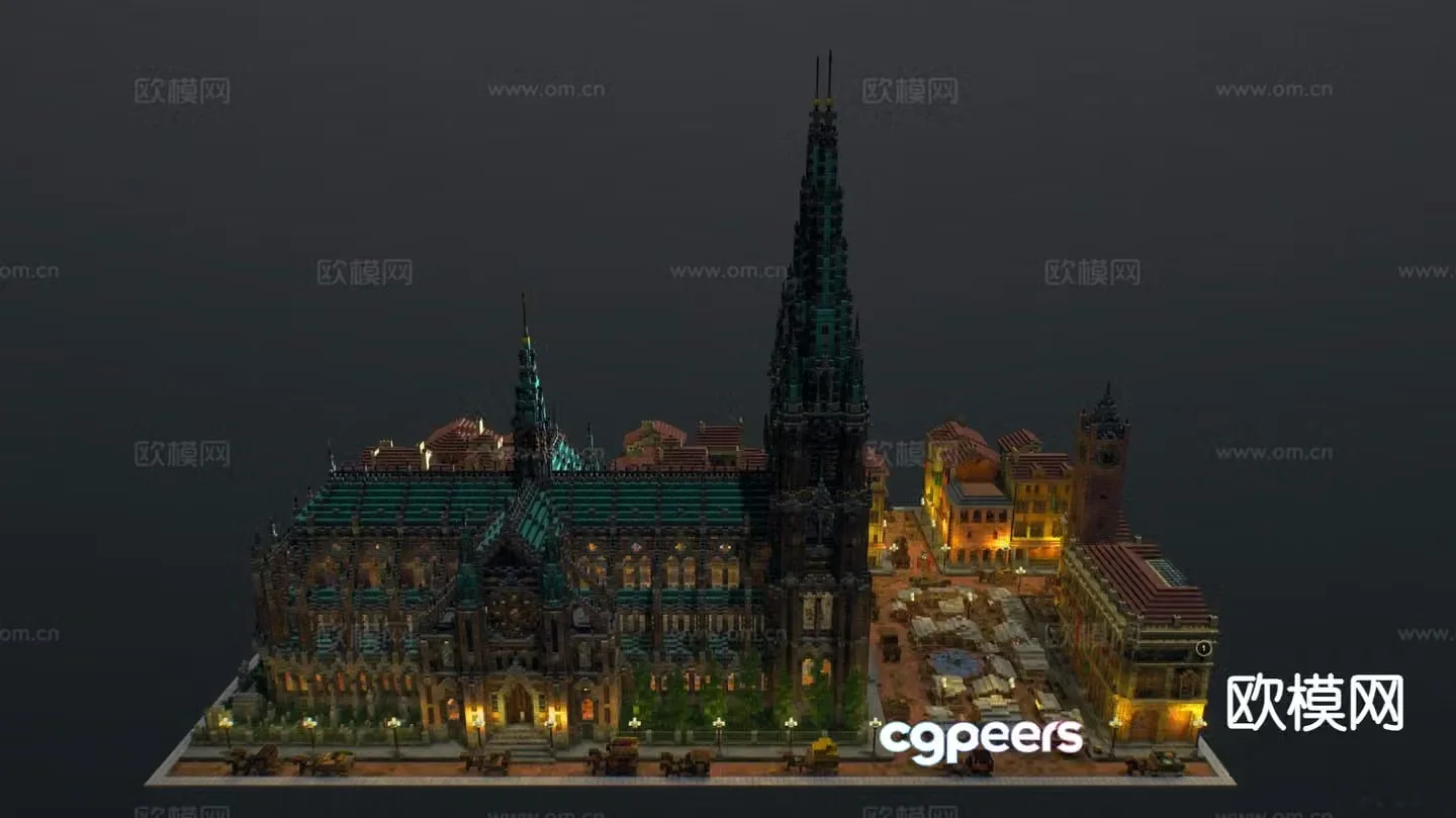 European Lego church building blocks 3D model