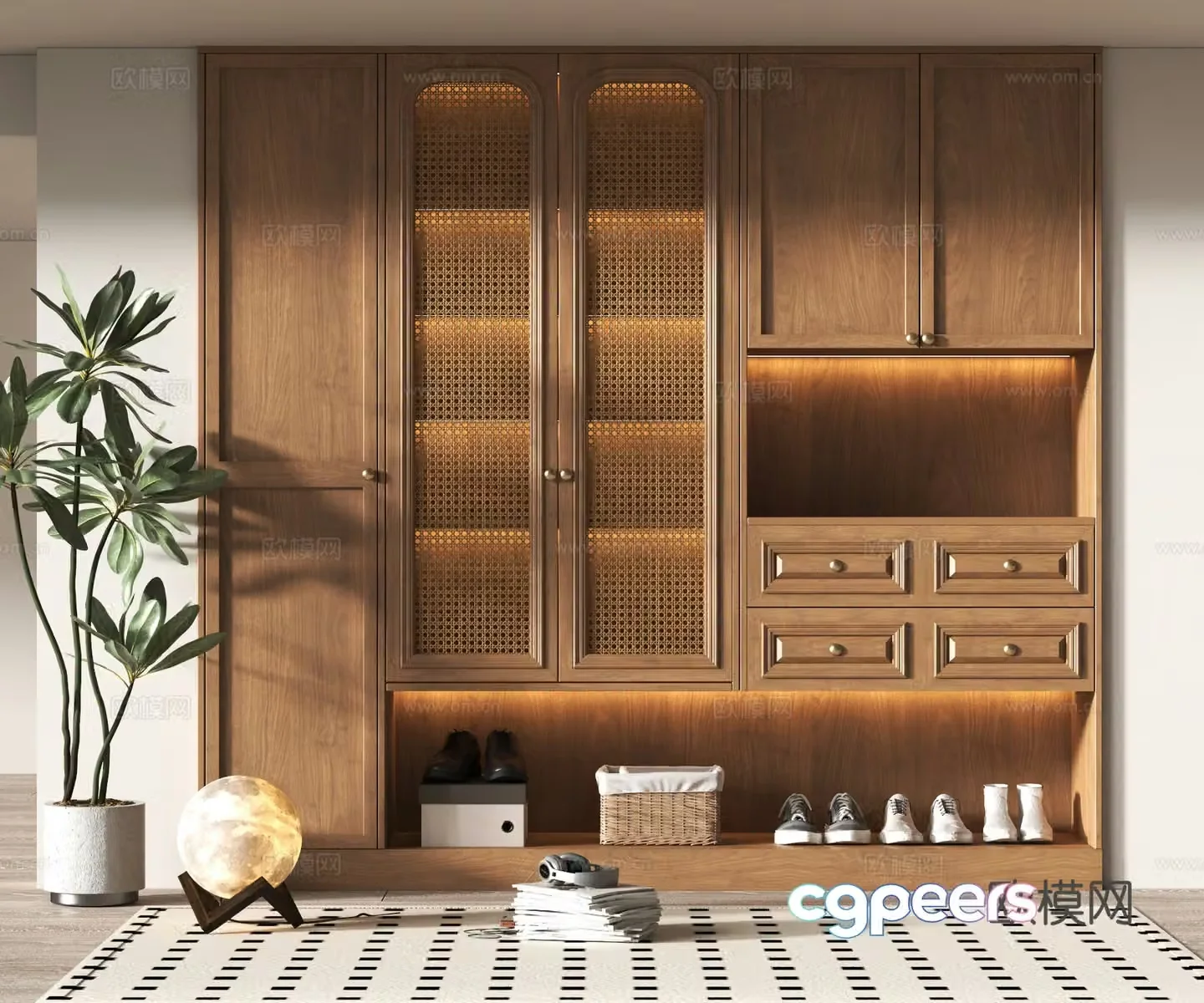 Middle-aged shoe cabinet 3D model
