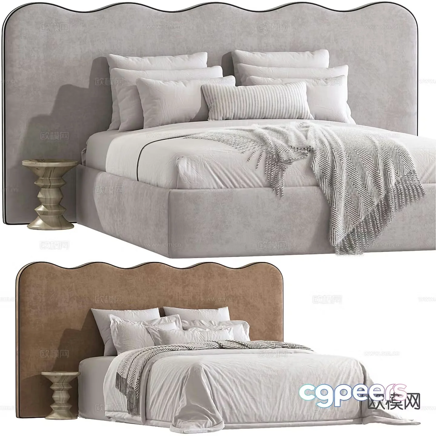 Modern double bed 3d model