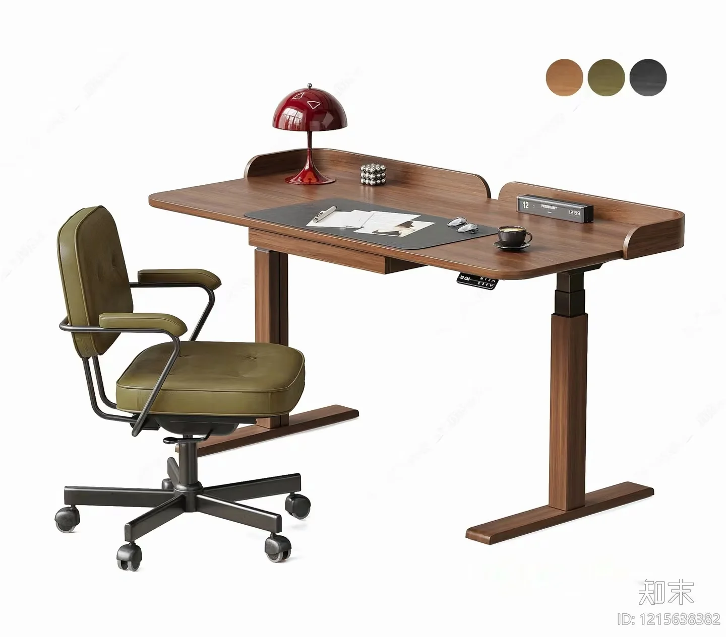 A Wooden Desk With A Chair 3D Model – 17783 – VRAY Render