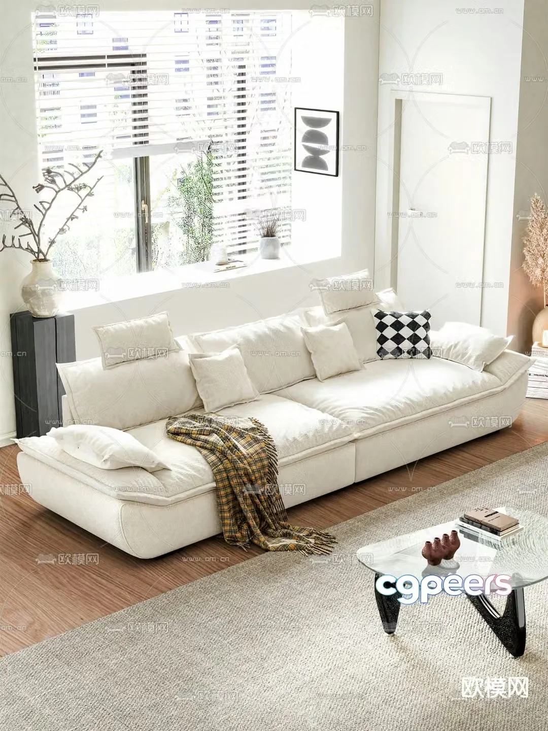 3D model of three seater sofa