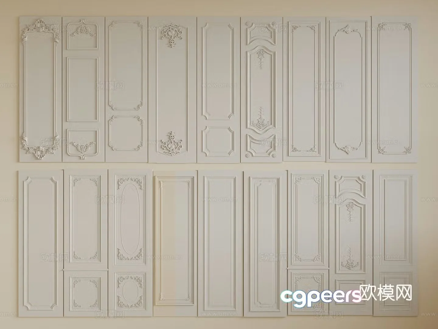 French wainscot wall decorative panel decorative panel 3d model
