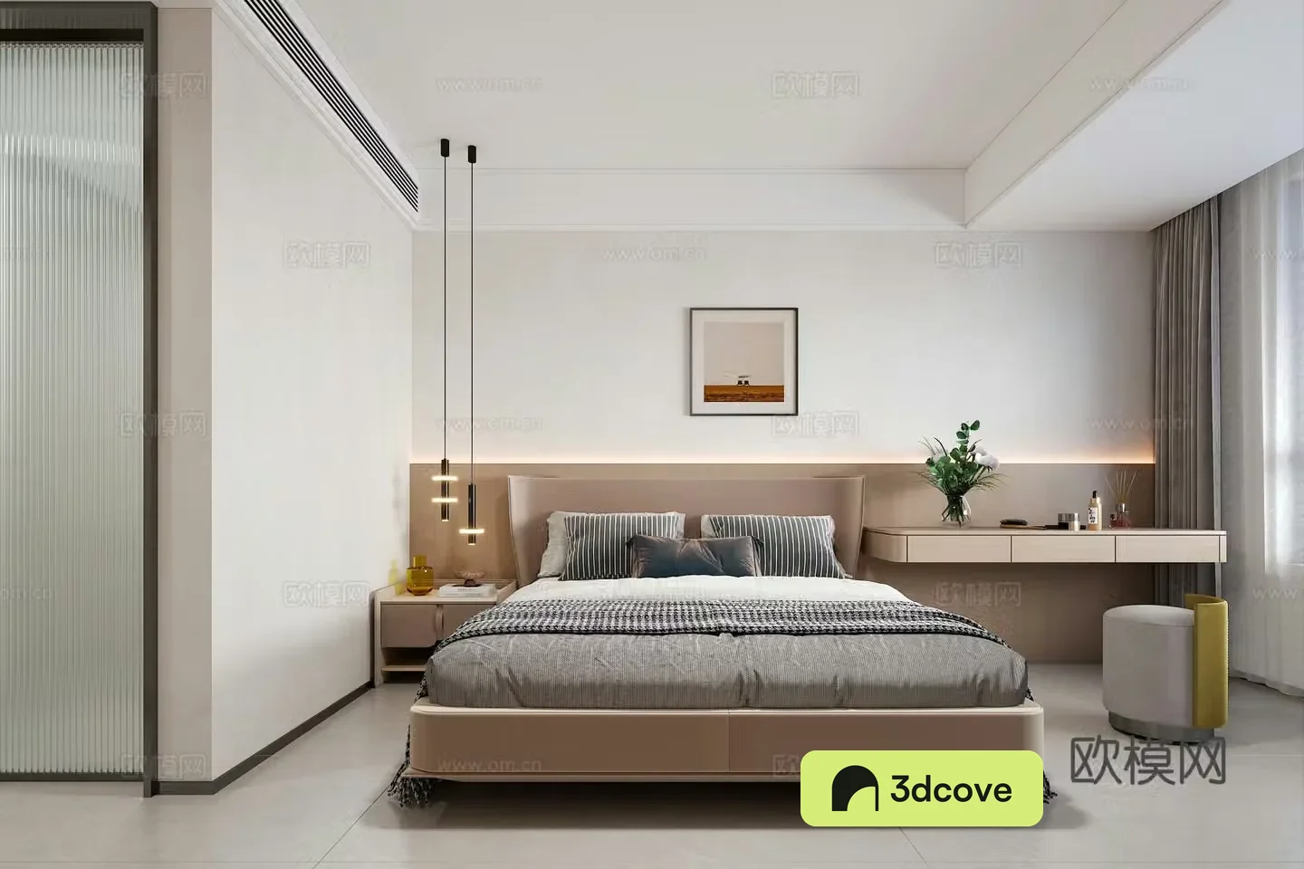 Modern bedroom modern bed chandelier bedside background