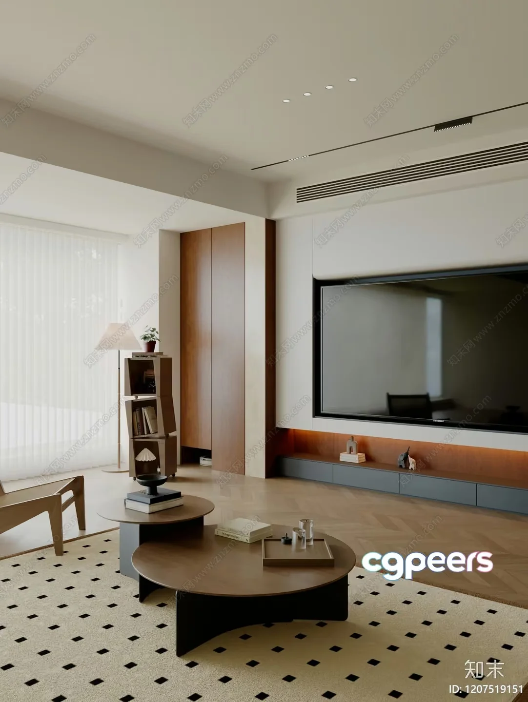 Modern Living Room 3D Model – 7566 – VRAY Render