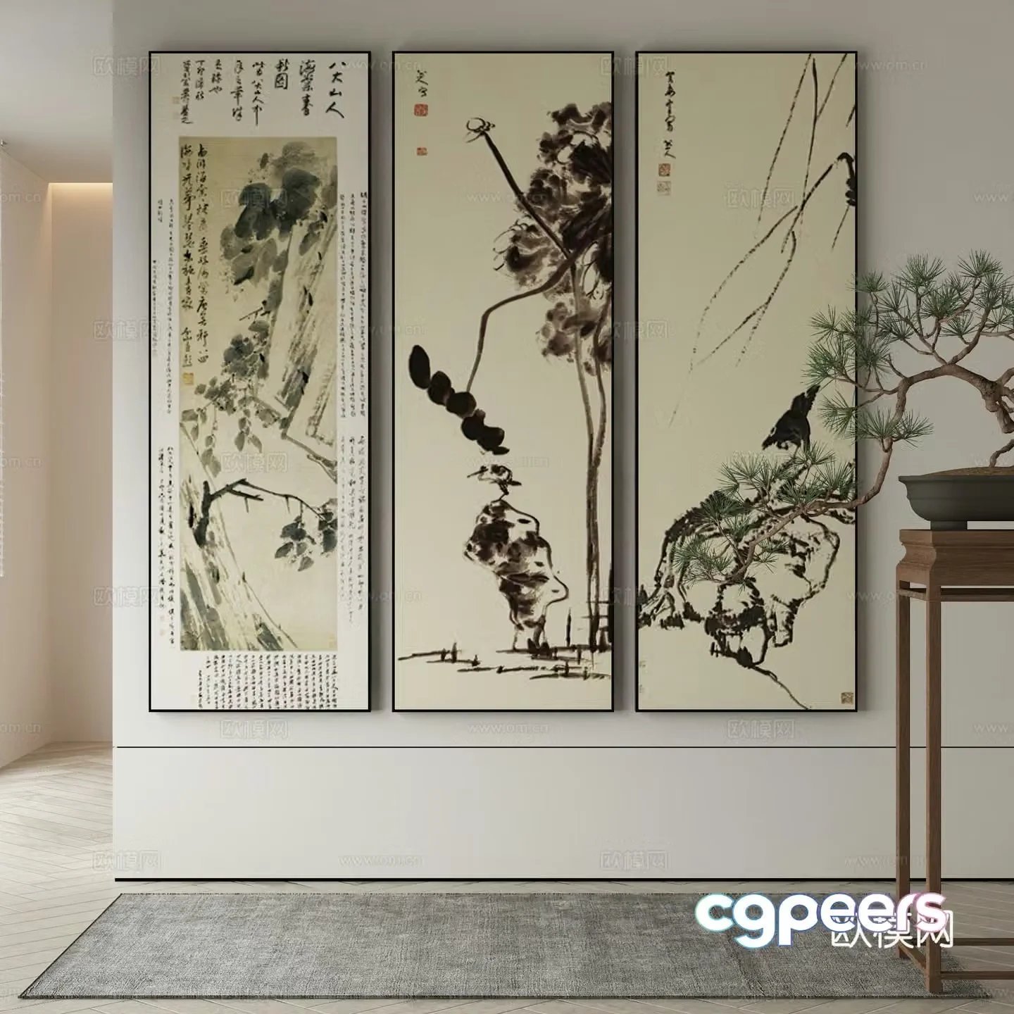 Modern Wasabi Hanging Painting Oil Painting 3D Model