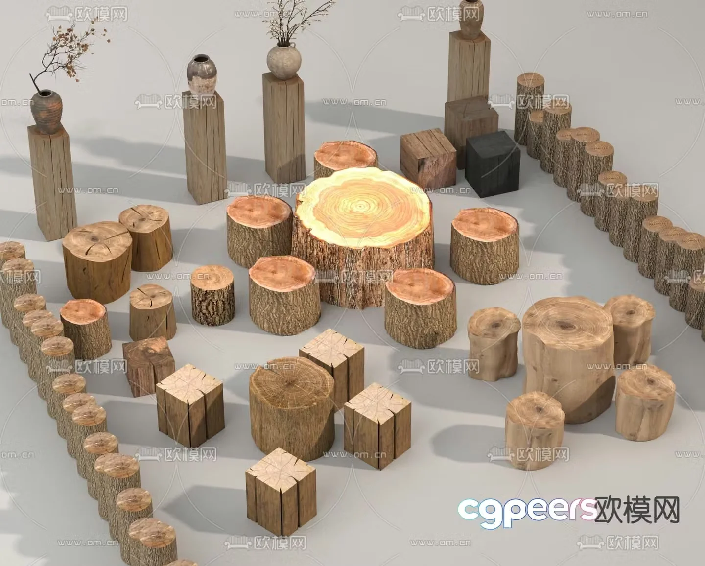 tree stump stool wood stump stool tree stump 3d model