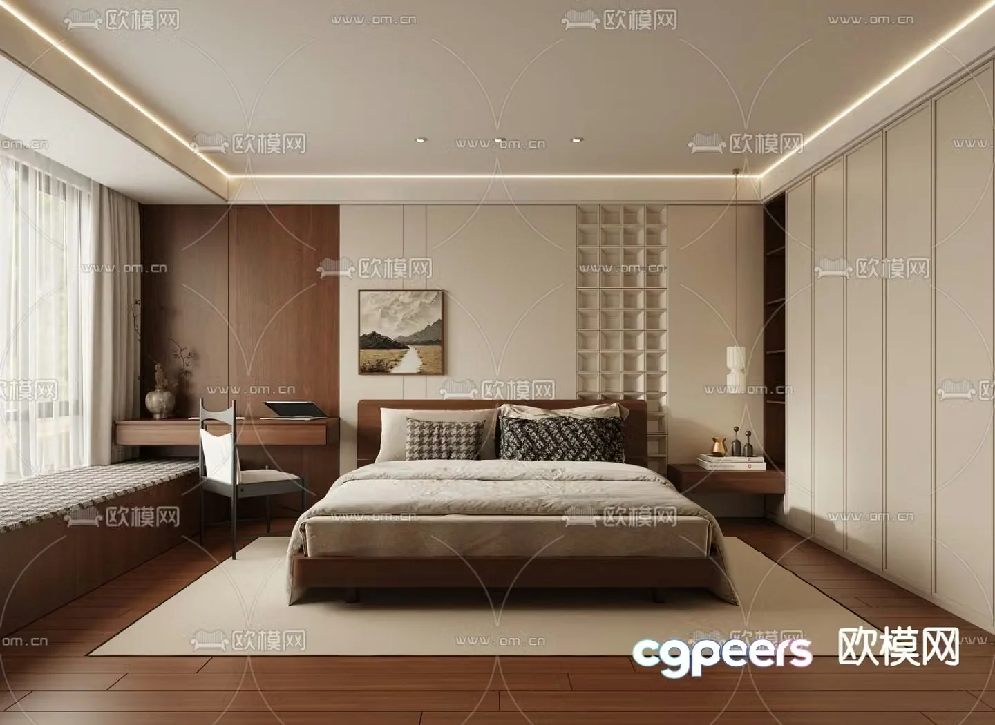 Middle style bedroom master bedroom master room 3d model