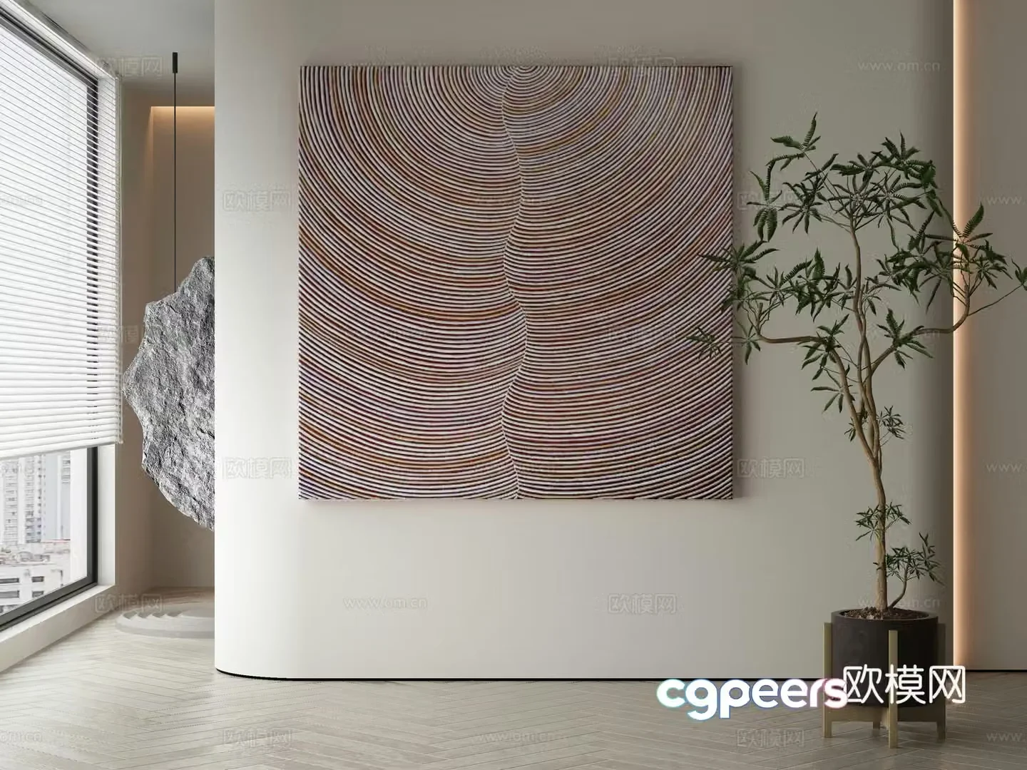 Modern Wasabi abstract hanging painting 3d model
