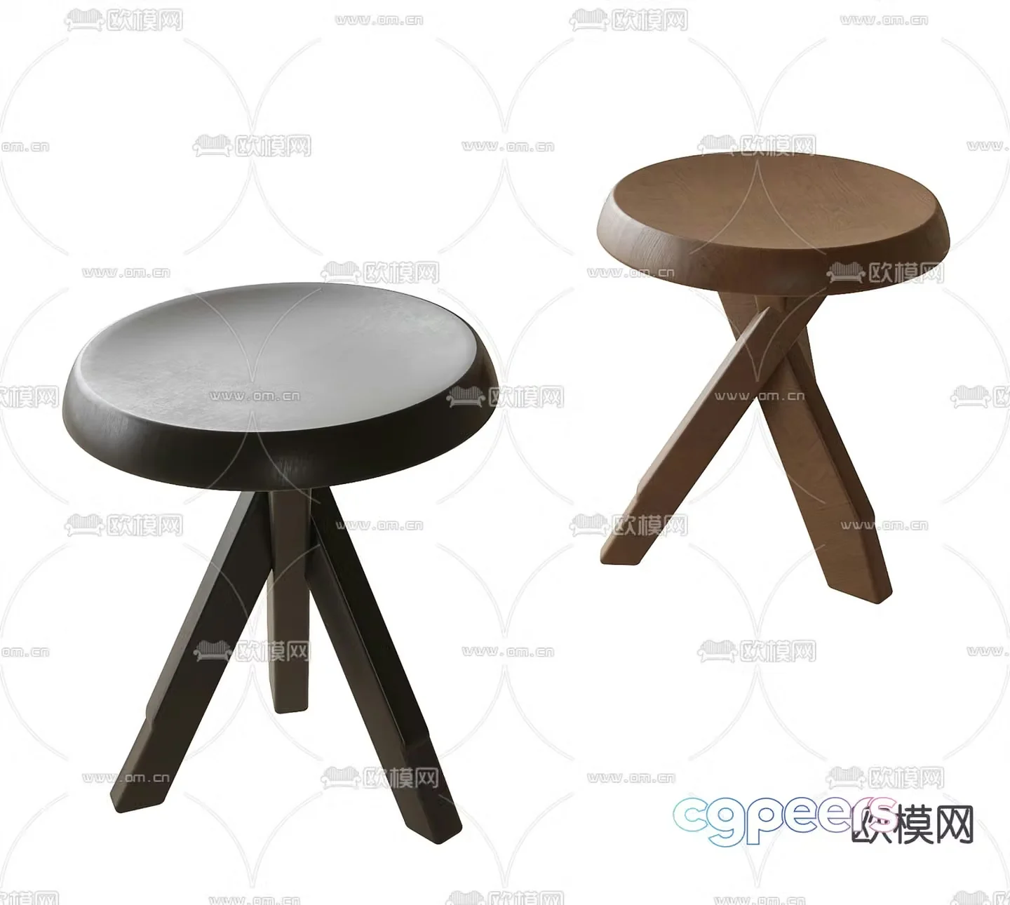 Wabi-sabi stool round stool low stool wooden stool 3d model
