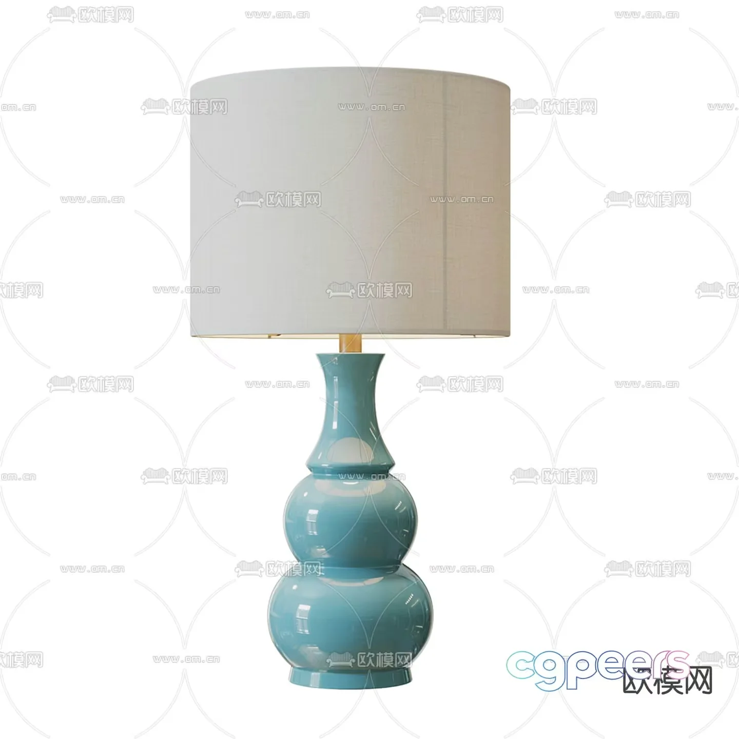 Blue Lamp With A White Shade 3D Model – 19127 – VRAY Render