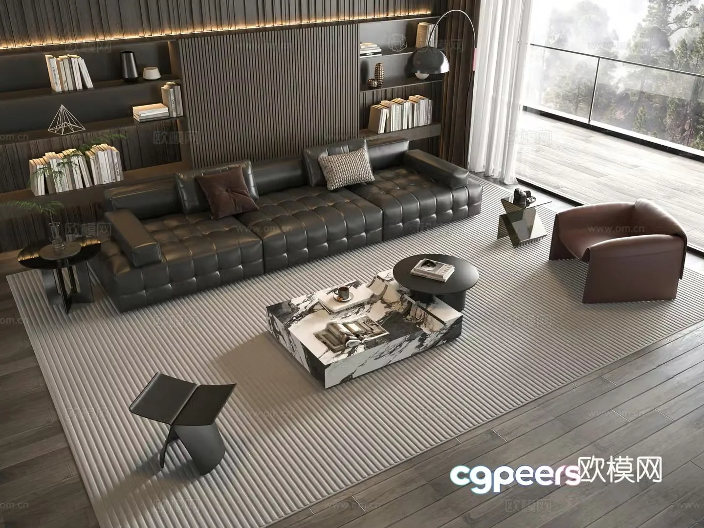 Minotti modern Italian sofa coffee table combination 3D model