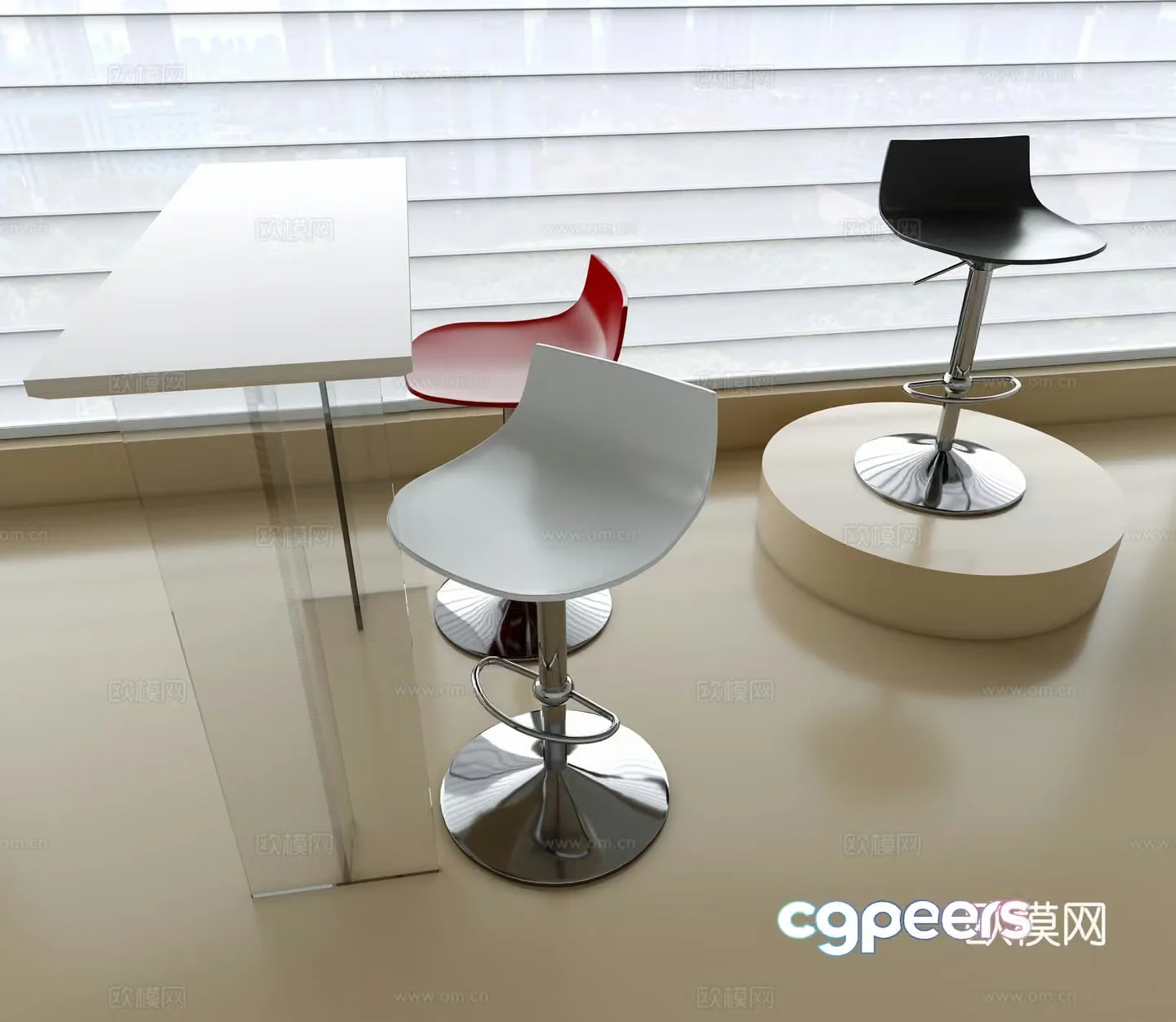 Modern bar chair bar stool Acrylic colored bar chair Stainless steel rotating bar chair Acrylic bar table 3D model