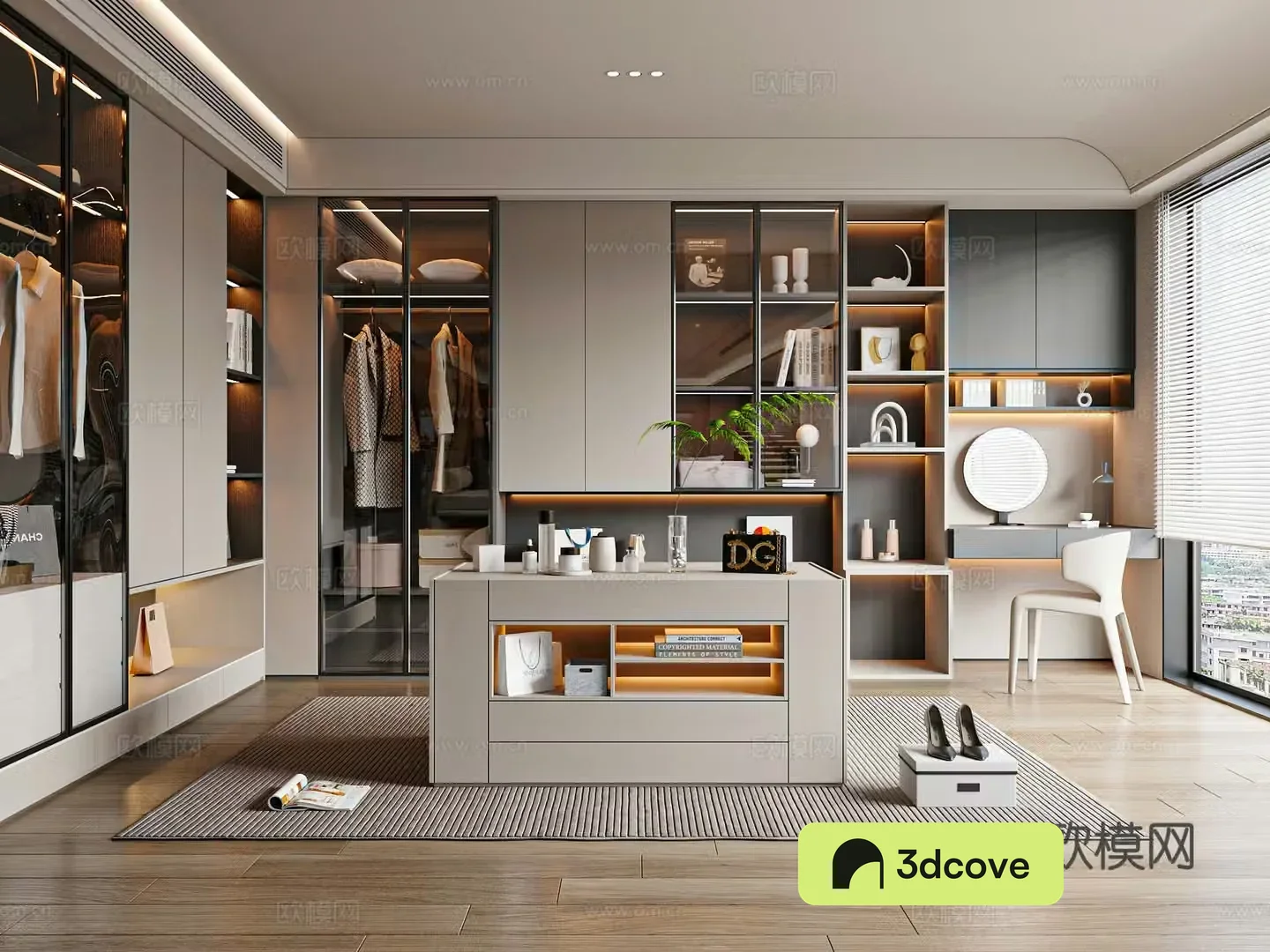 Modern cloakroom Dressing table Jewelry cabinet Wardrobe