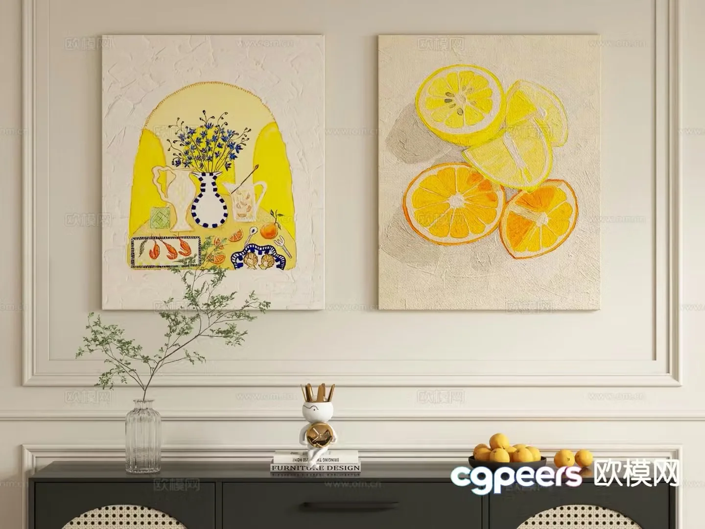 Cream style oil painting food decoration painting hanging painting 3D model