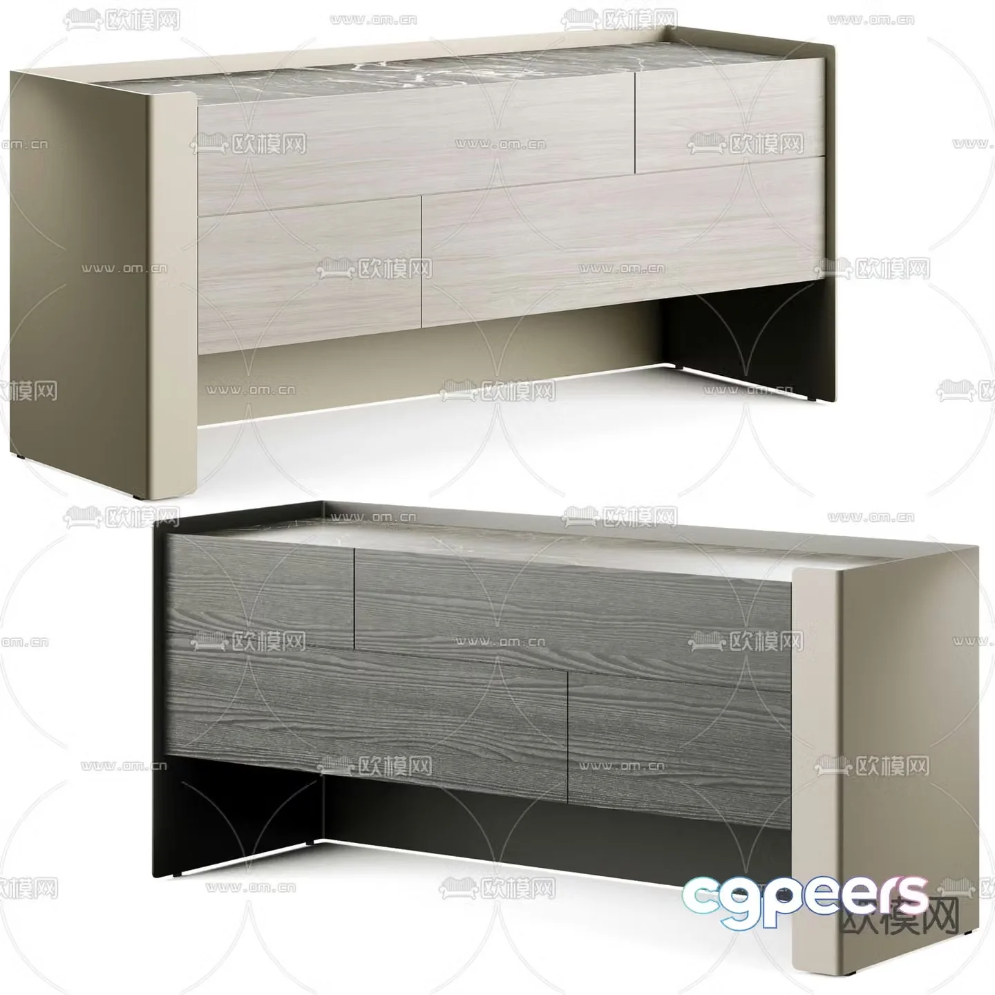 Poliform Chloe entrance cabinet end view cabinet 3d model