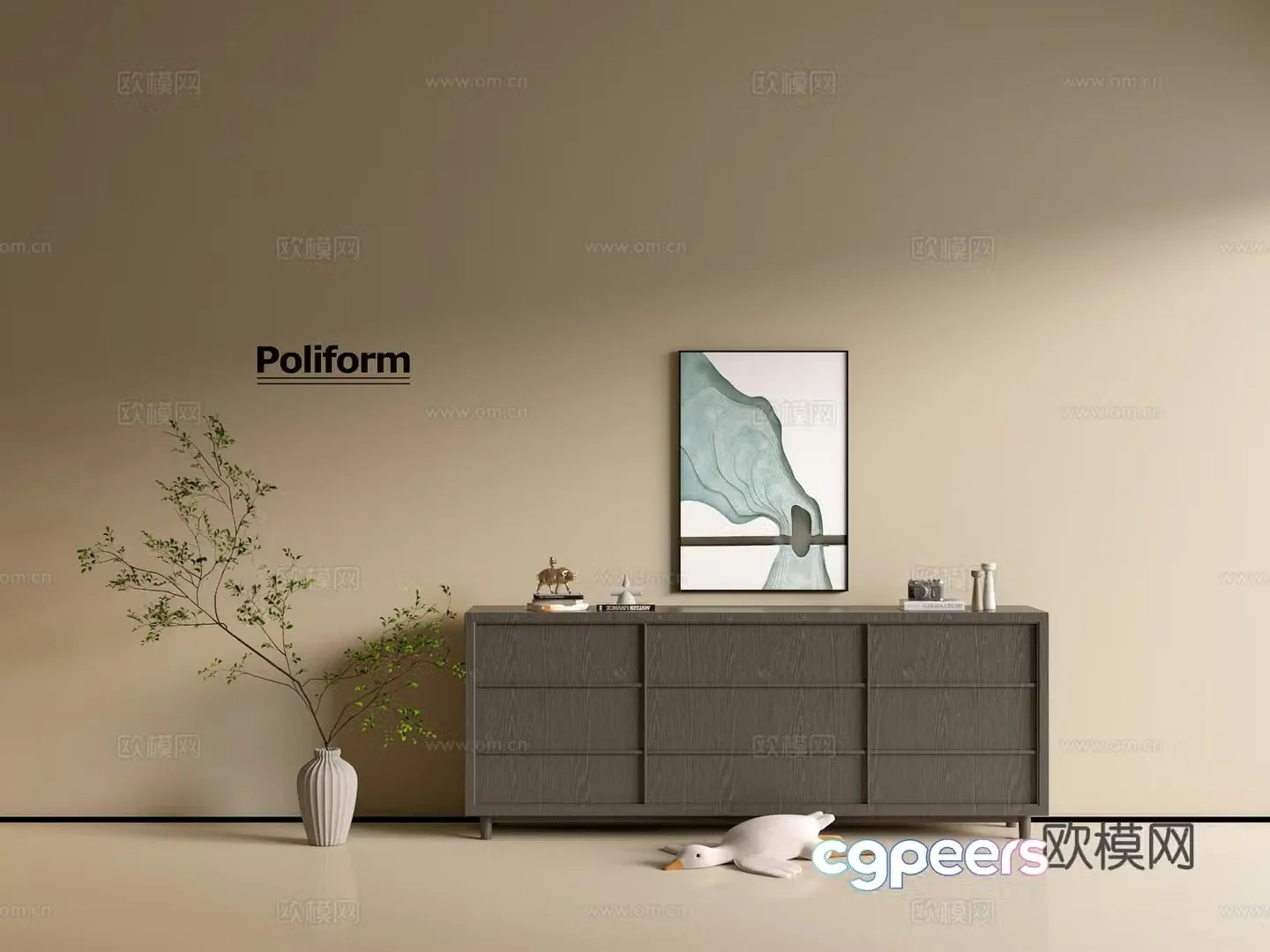 Modern black wood grain cabinet ins wind minimalist wind cabinet whole cabinet sideboard balcony cabinet 3d model