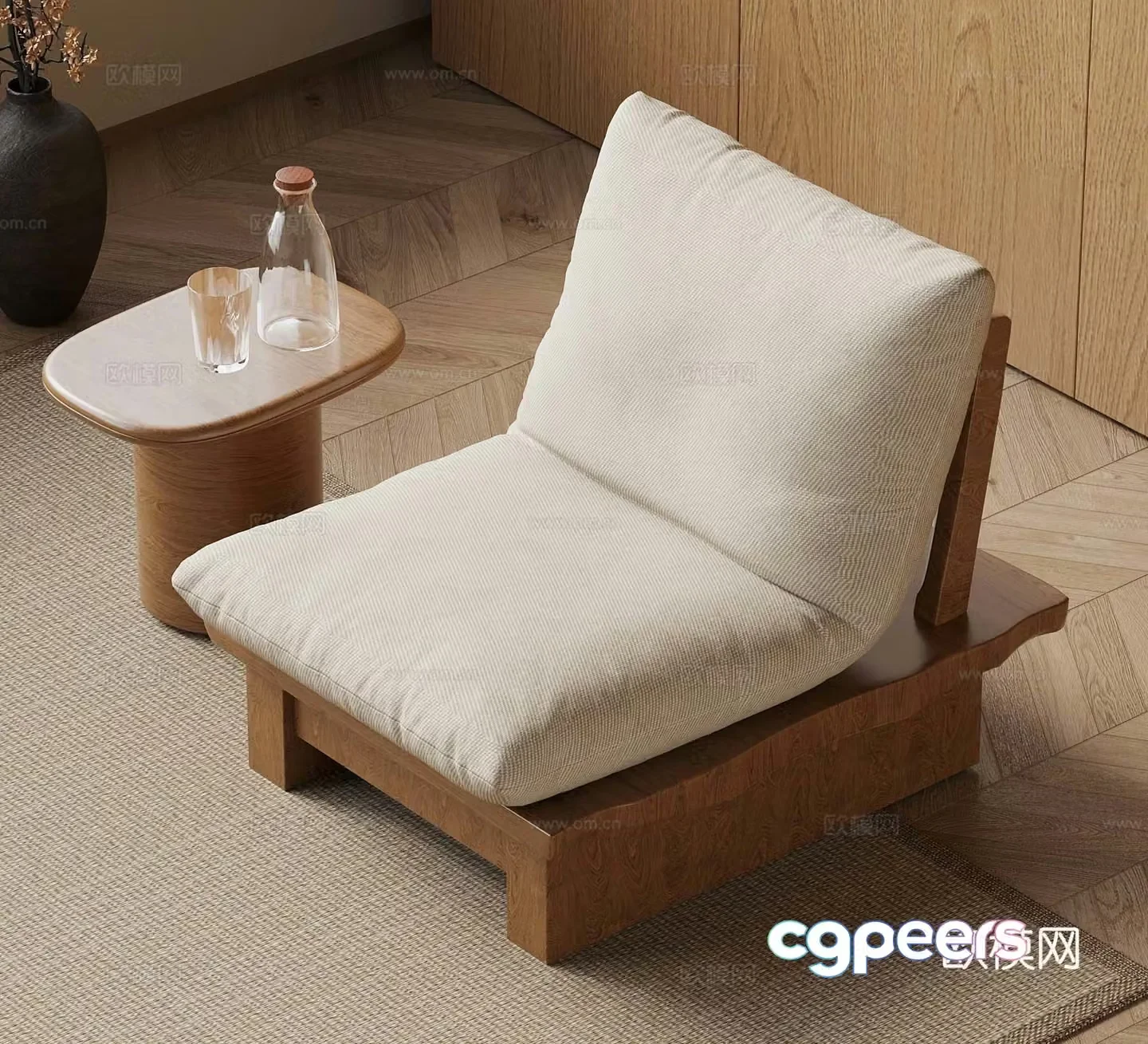 Wasabi Middle Style Leisure Chair Tatami Chair Mushen 3D Model