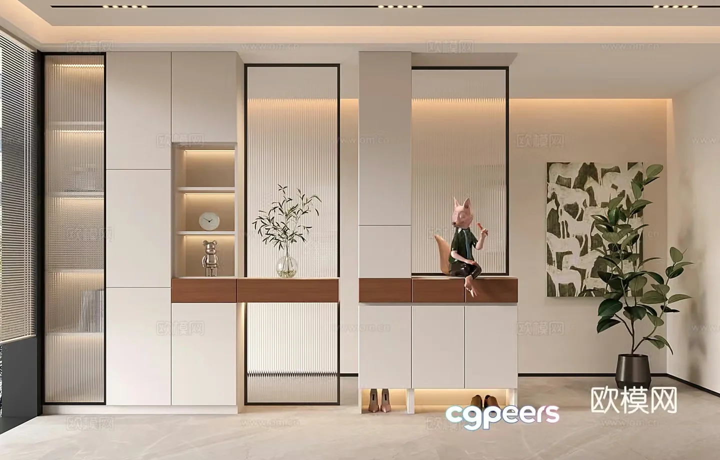 Modern porch partition cabinet partition shoe cabinet 3d model