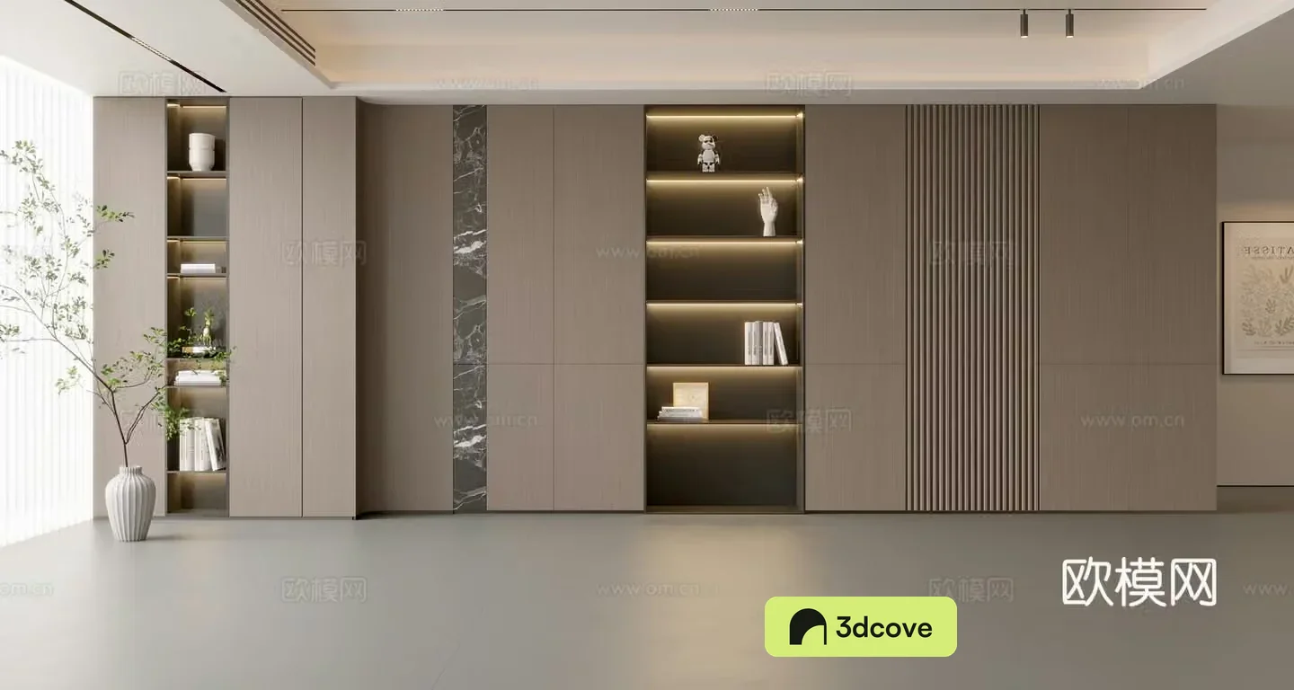 Modern simple sofa background wall modern ornament balcony cabinet living room cabinet wood veneer background wall