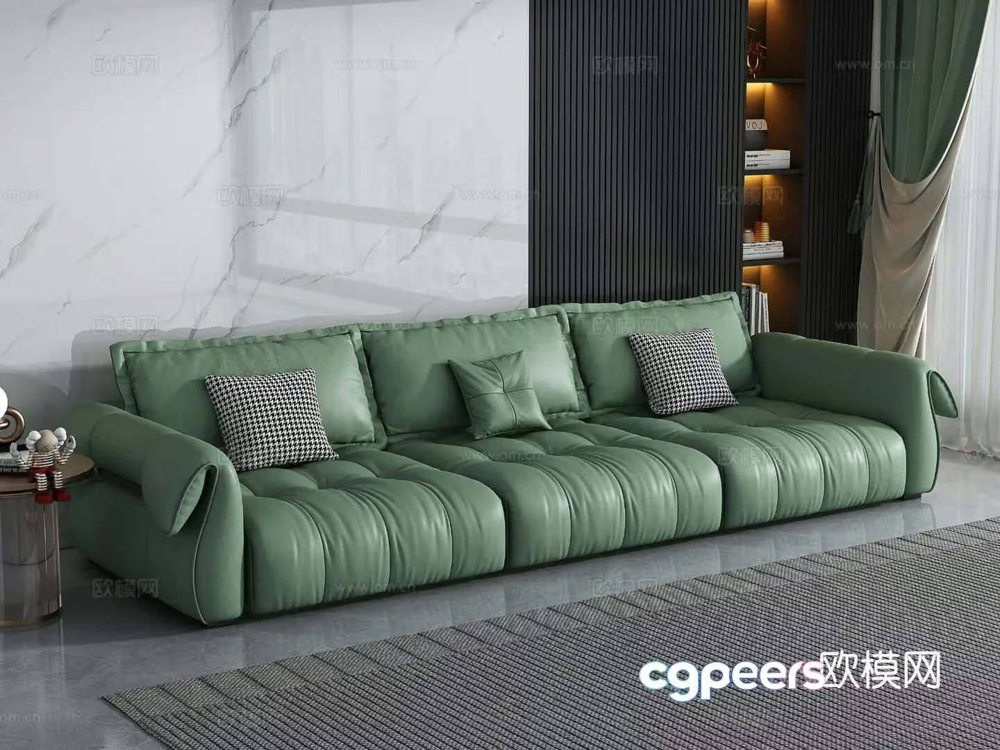Three seater sofa leather sofa 3d model