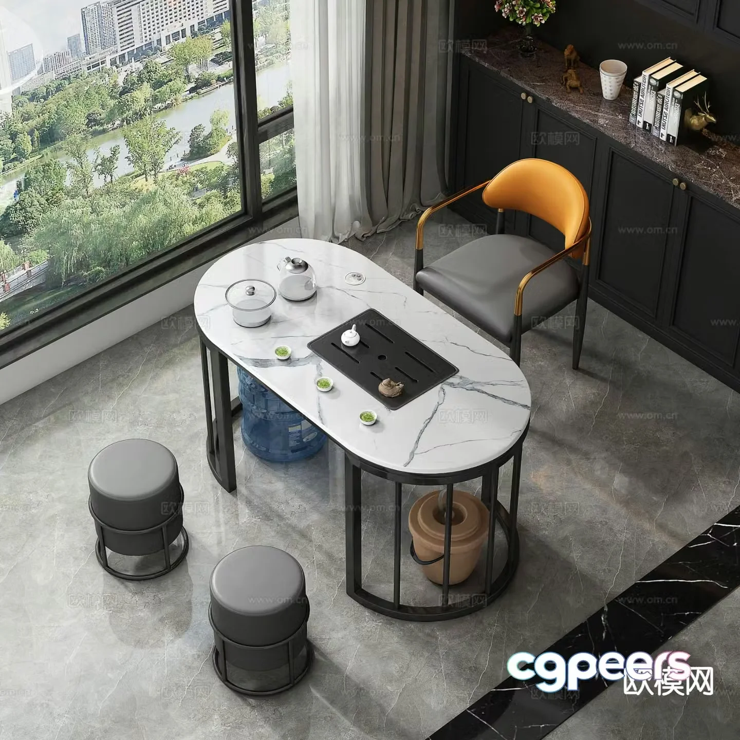 Modern tea table and chair tea table 3d model