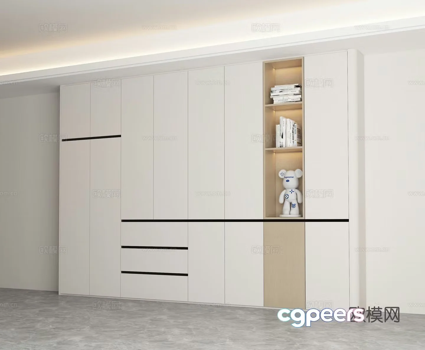 Modern minimalist bookcase decoration cabinet 3d model
