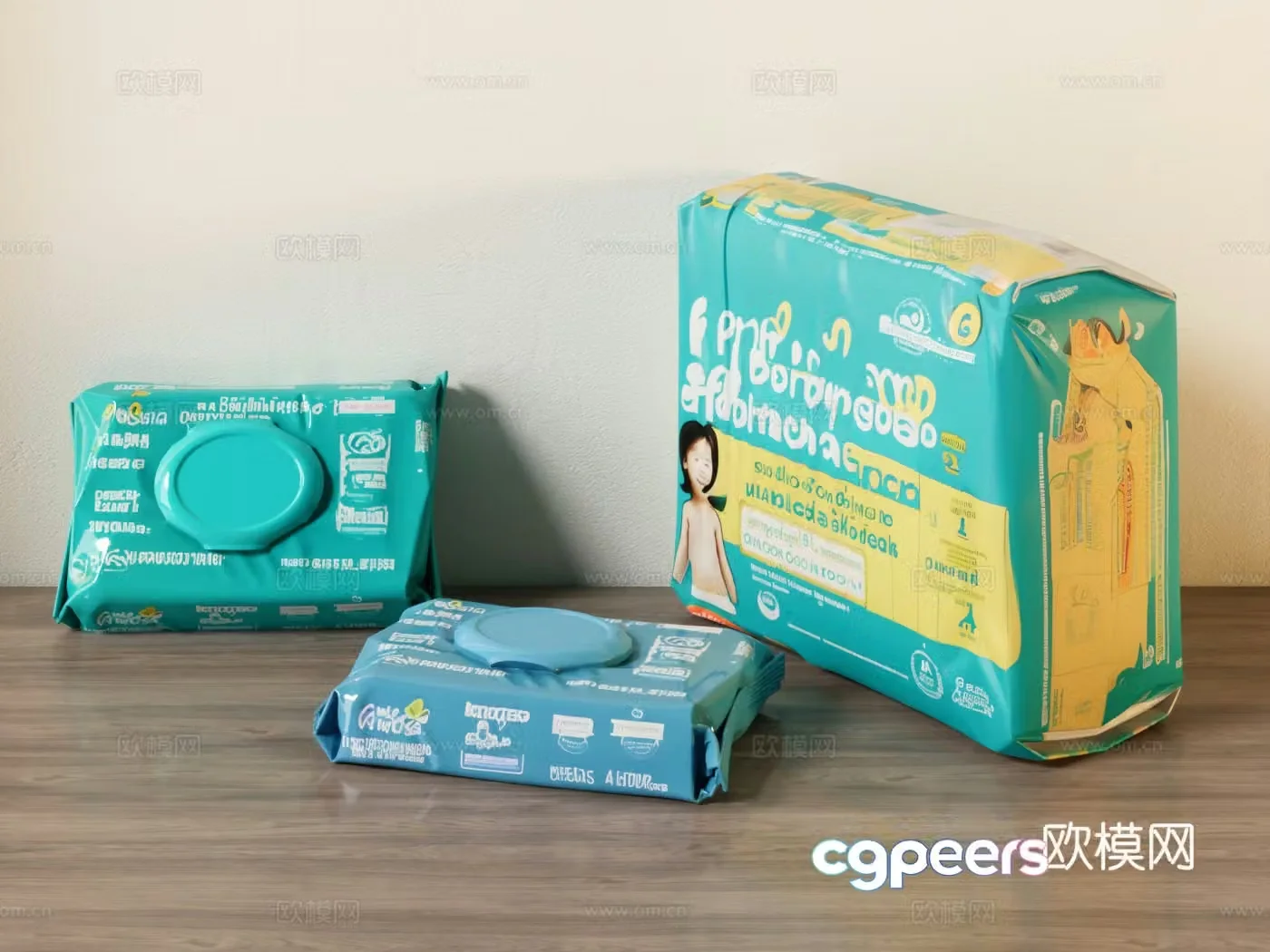 Infant and toddler diapers Wet tissues Diapers Maternal and baby supplies Baby supplies Cotton towel Paper 3D model