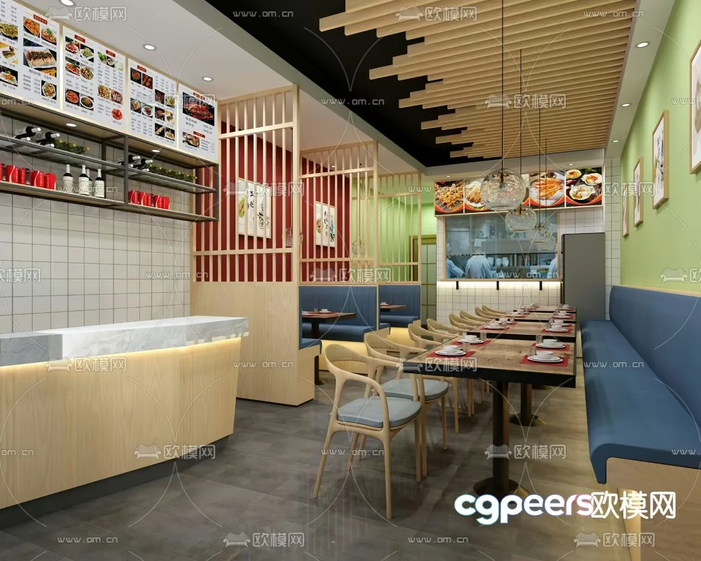 A Restaurant Interior 3D Model – 5749 – VRAY Render