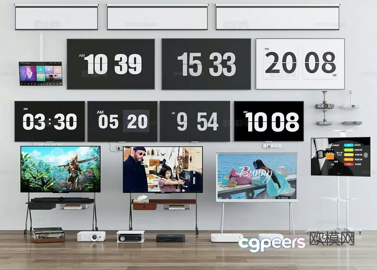 Modern TV Mobile TV Wall-mounted TV Projector Set-top Box TV Shelf 3D Model