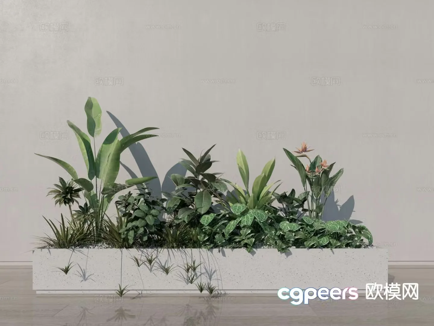 Modern flower box planting pool 3d model