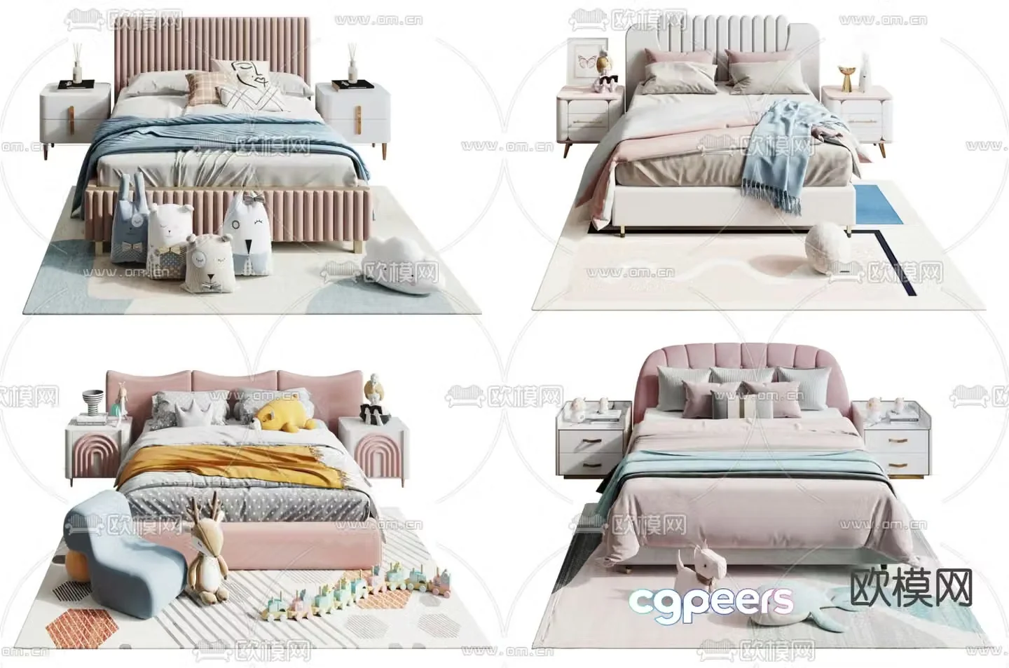 Modern fabric children’s bed 3d model