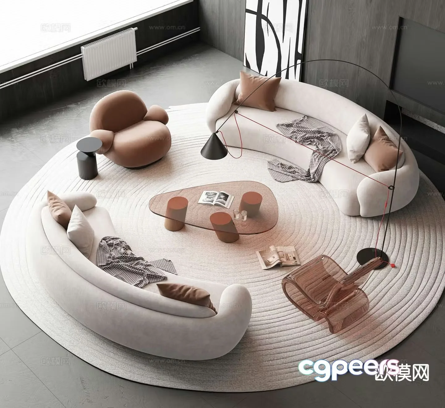 Modern sectional sofa 3d model
