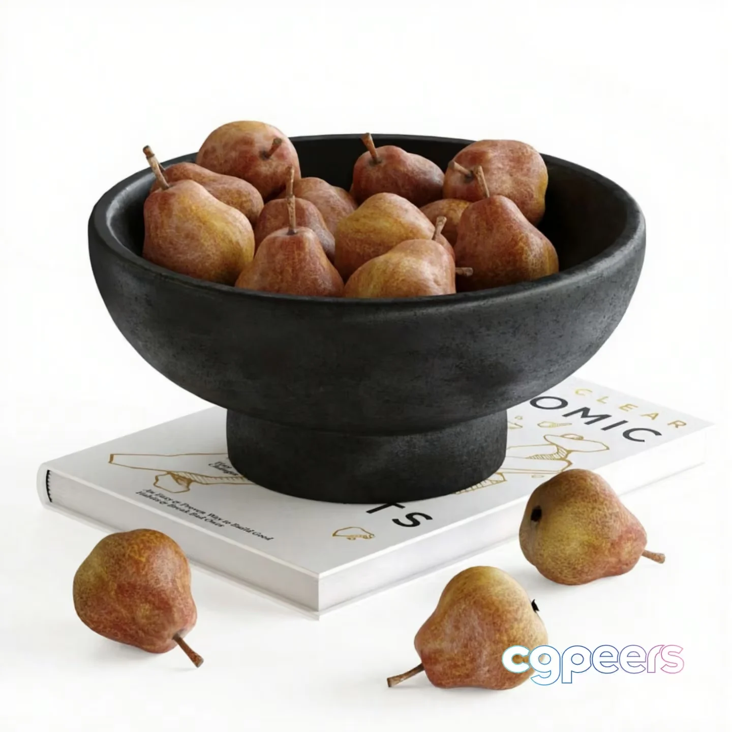 A Bowl Of Pears On A Book 3D Model – 5247 – CORONA Render
