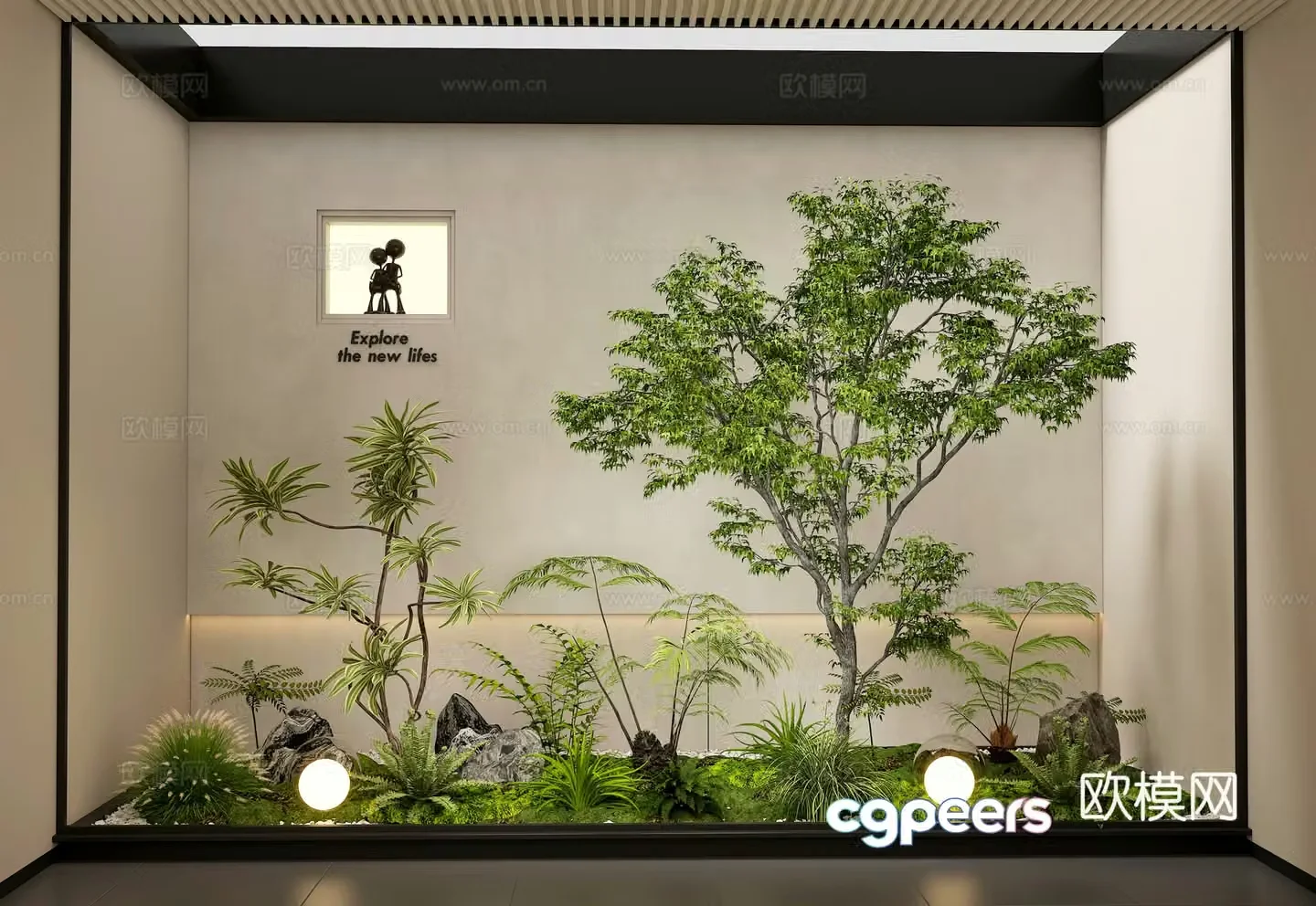 Modern interior landscape plant landscaping plant pile 3d model