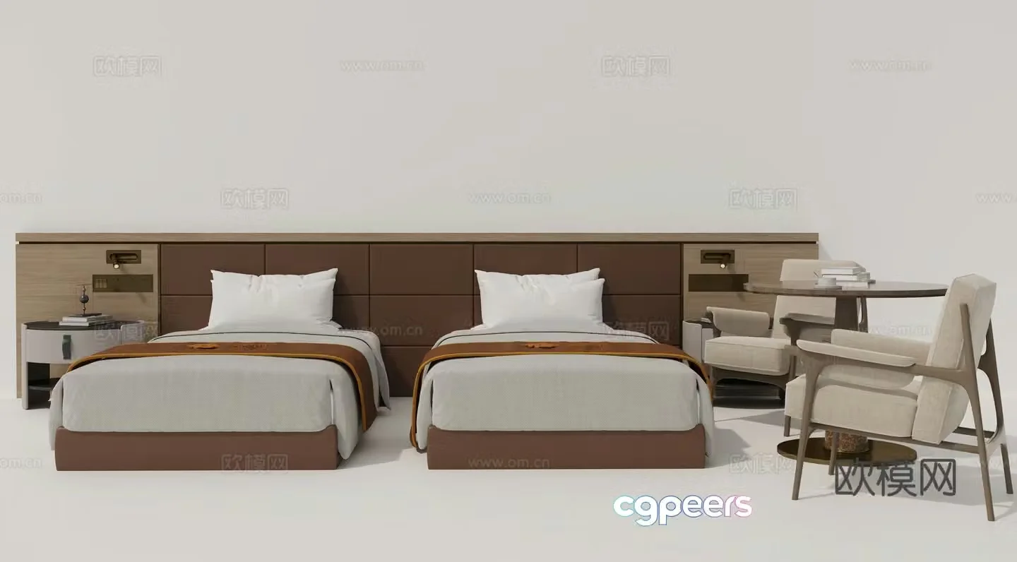Bed bedside table bedside background 3d model